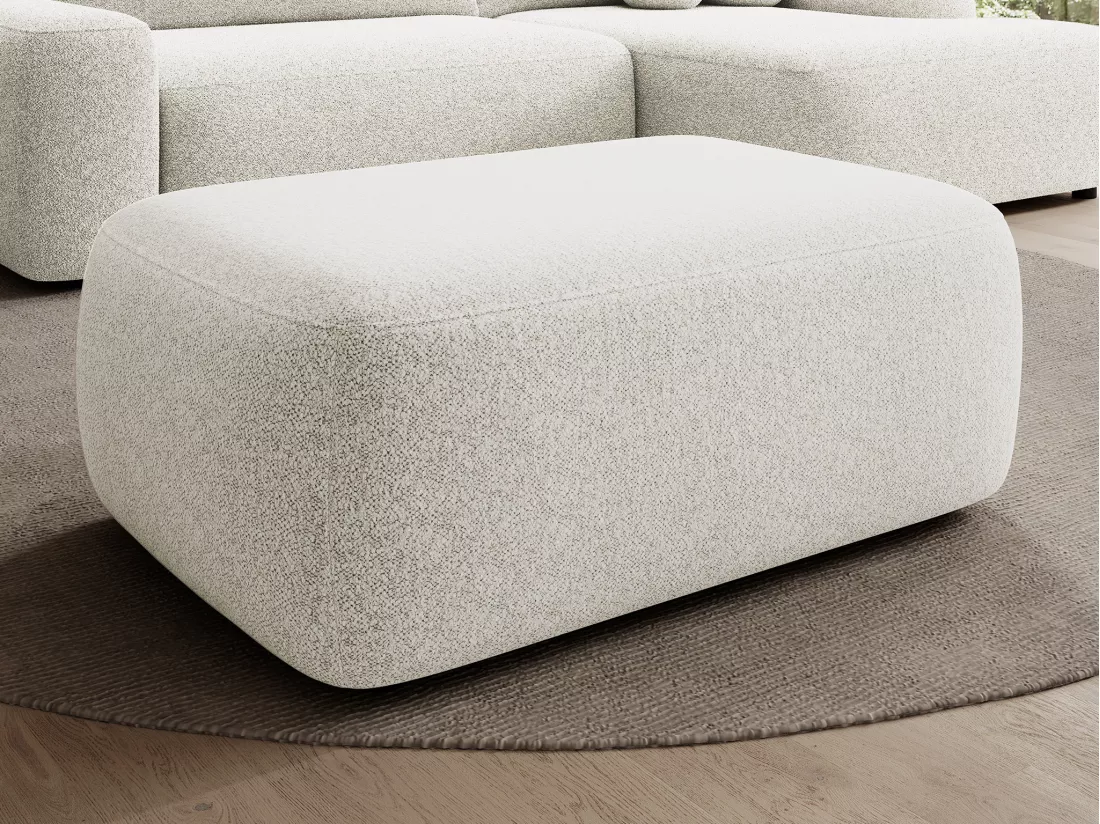 Pouf en tissu texturé crème DAVISO