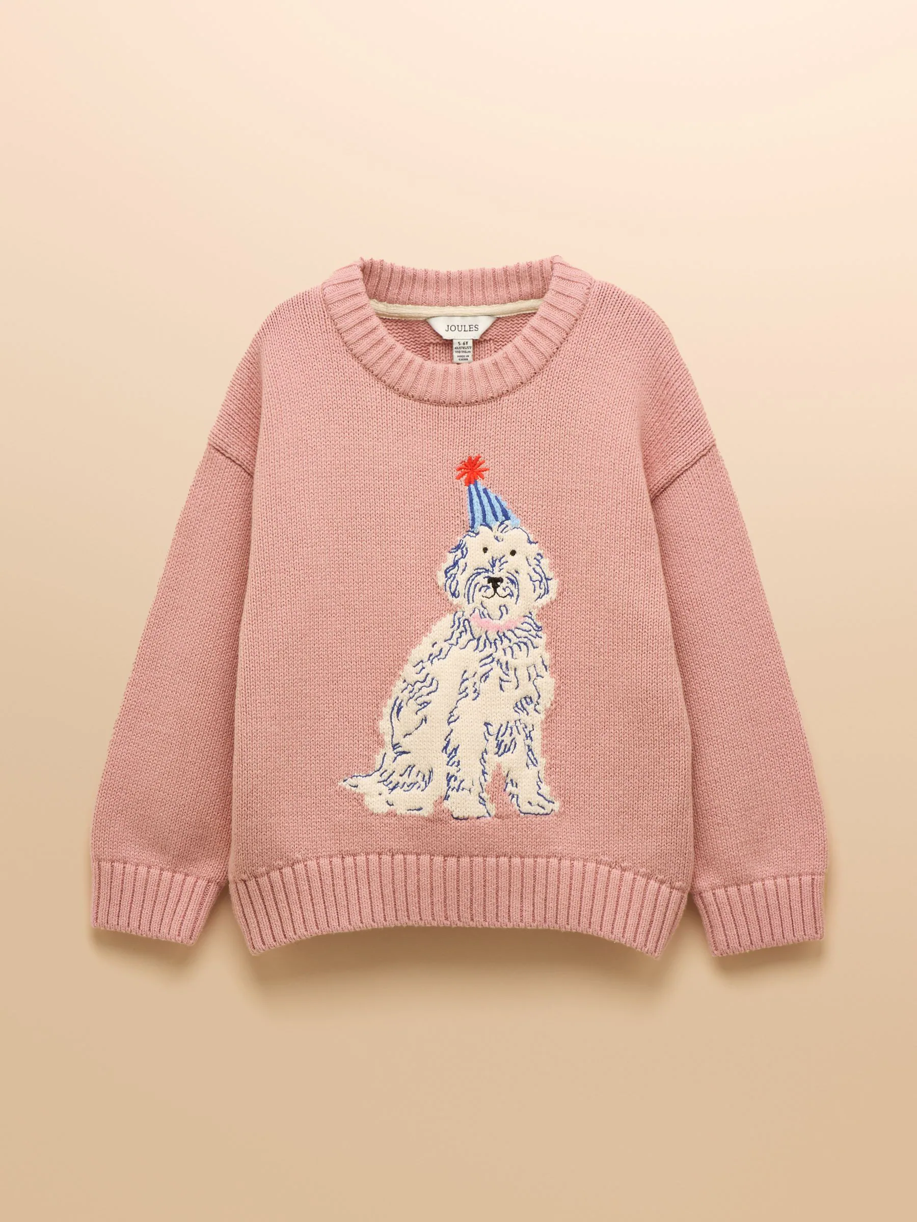 Pink Cockapoo Dog - Joules Girls' Hattie Jumper