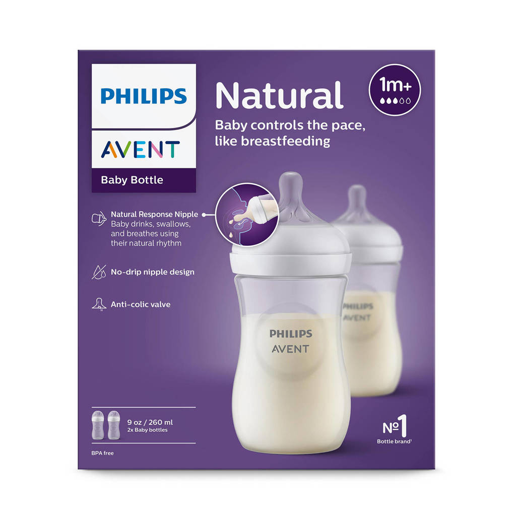 Voorkeur voor oude speenNatural Response Babyfles 2x 260 ml 1M+ Snelheid-3 speen SCY903/02