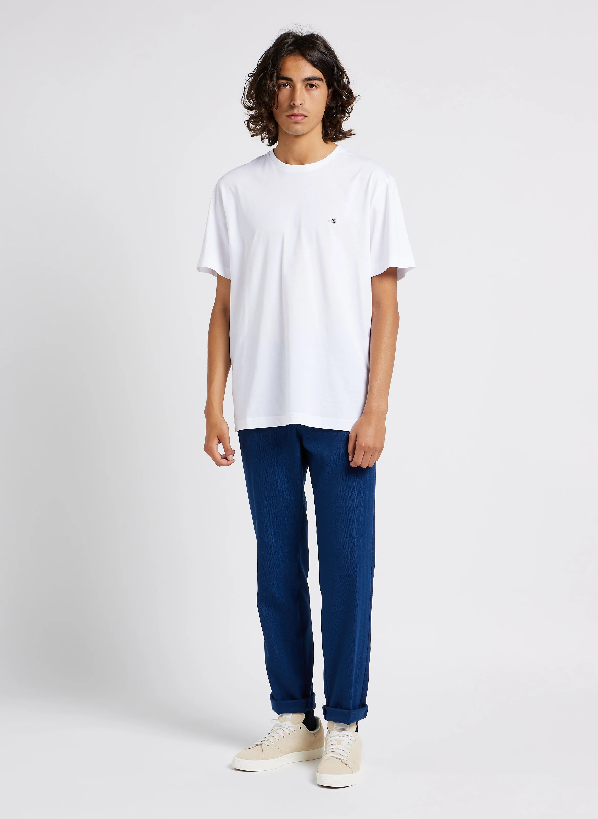 COMO - Pantalon droit motif chevron| Bleu