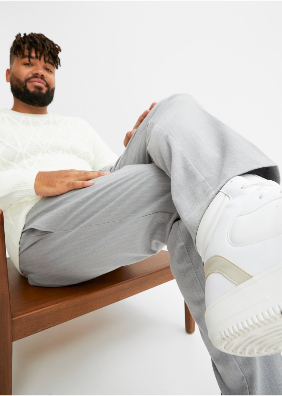 Pantalon chino à fines rayures, Regular Fit