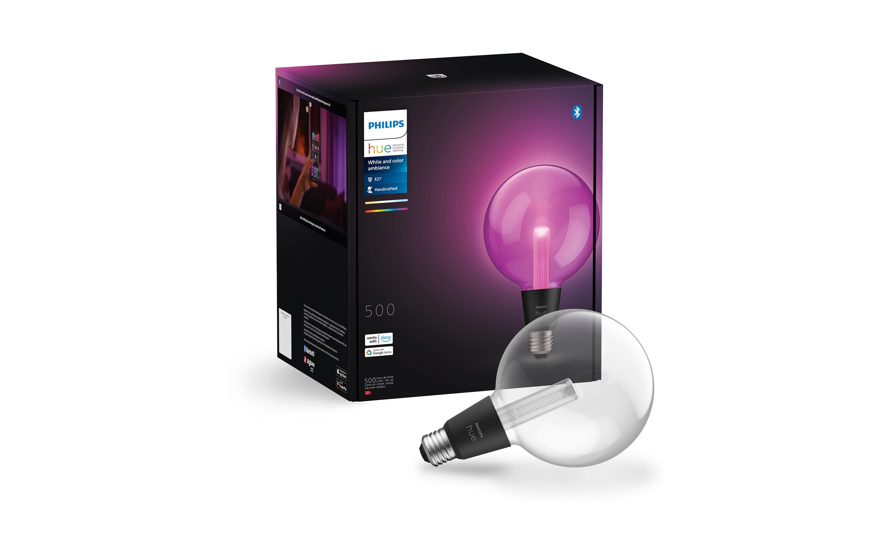 White & Color Ambiance Lightguide G125, E27Einzigartige Lichtakzente mit handgeblasenen Glaskugeln