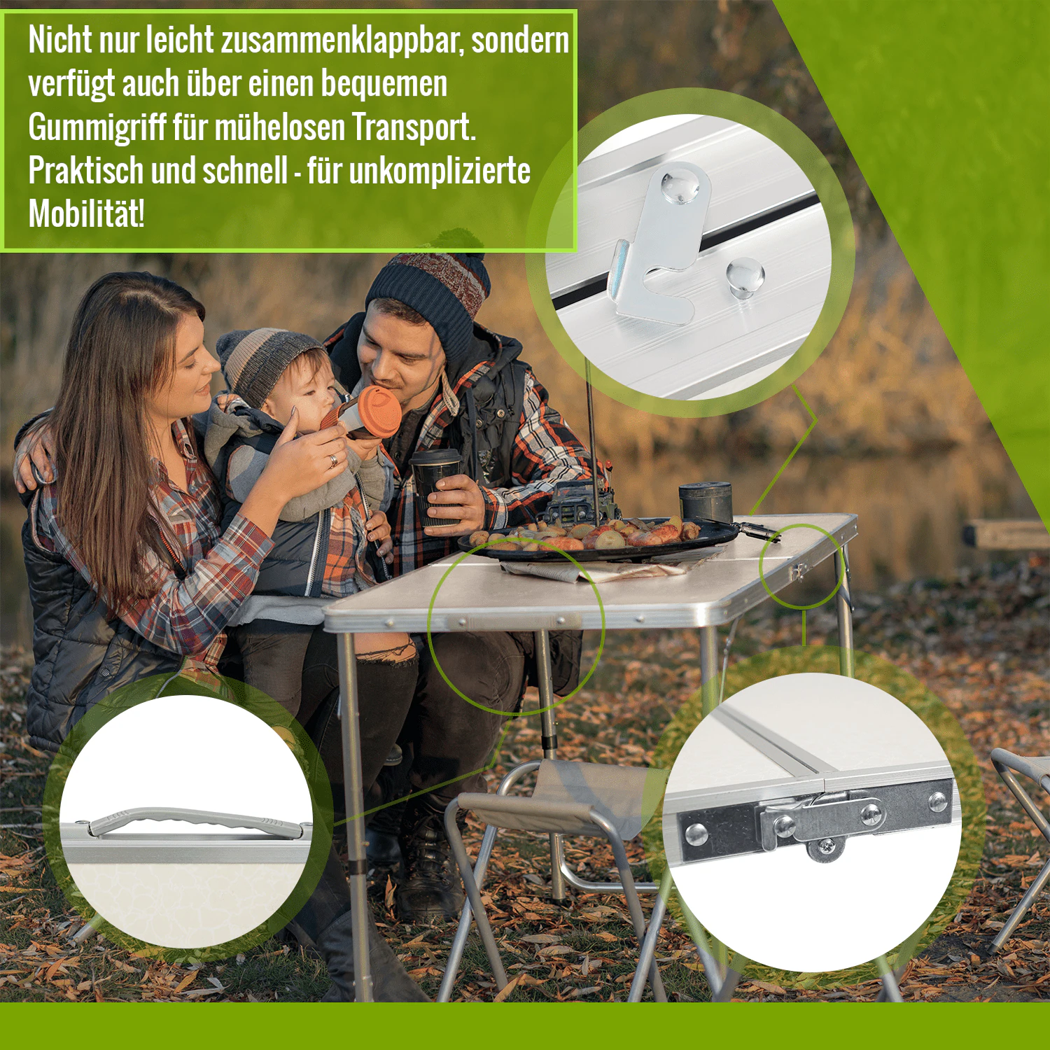TroniTechnik® Gartentisch Tisch klappbar Kunststoff 120x60 cm Partytisch Buffettisch Klapptisch, zusammenklappbar ,Tragegriff
