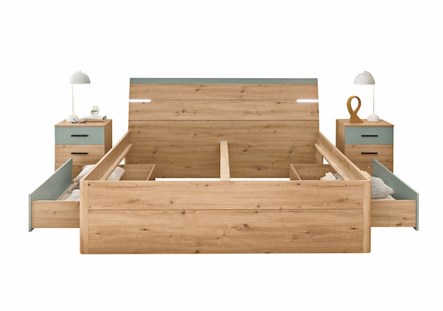 Bettanlage Savina 3-teilig braun/ grün