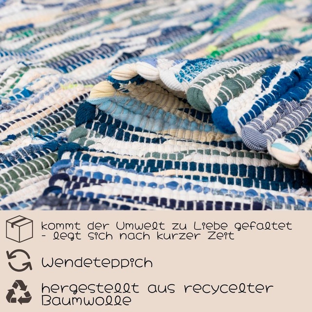 GOODproduct Teppich »Bente« rechteckig 10 mm Höhe Handweb Teppich, 90% Baumwolle, handgewebt, Scandi