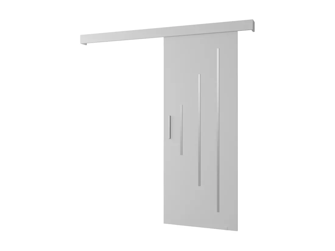 Portes coulissantes Salwador Y 90x204 cm (Blanc / Blanc / Argent)