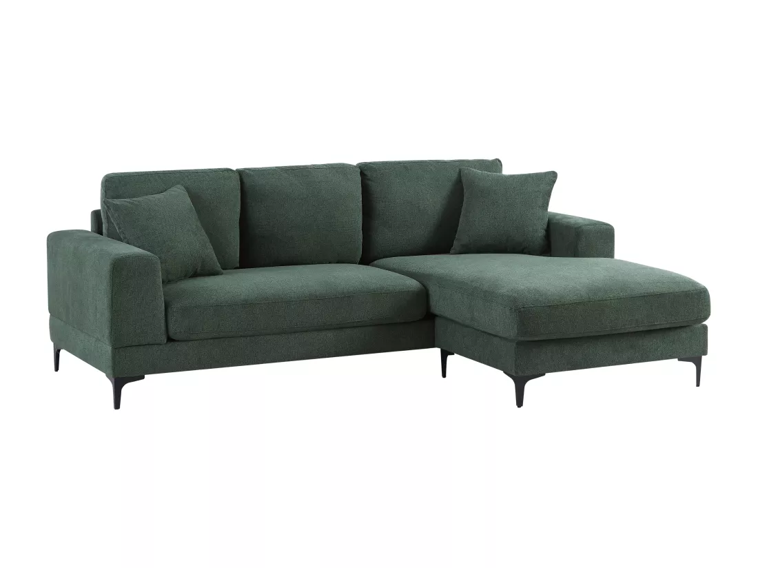 Canapé d'angle réversible en tissu texturé vert JAMOLO