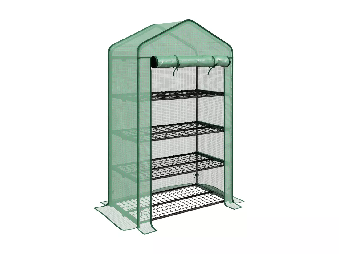Serre de jardin balcon étagère serre 4 niveaux acier bâche PE haute densité vert