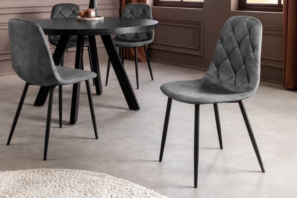 Stilvolles 2er-Set Stühle GLAMM anthrazit Samt schwarze Metallbeine