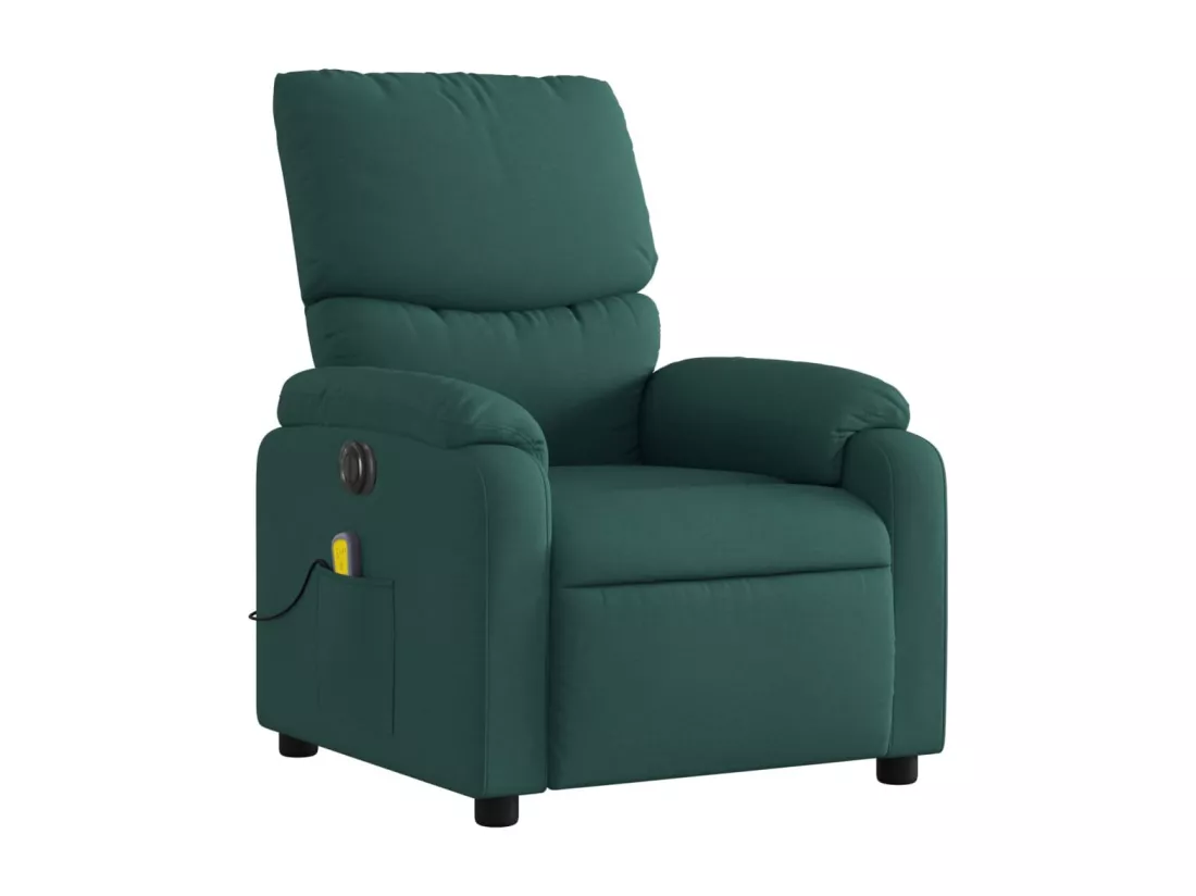 Fauteuil massant inclinable électrique Vert foncé Tissu