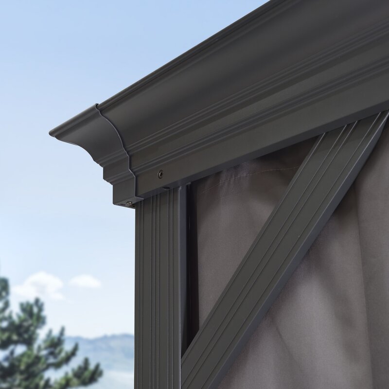 Gazebo de alumínio para pátio externo, 3,65 m de largura x 3 m de profundidade