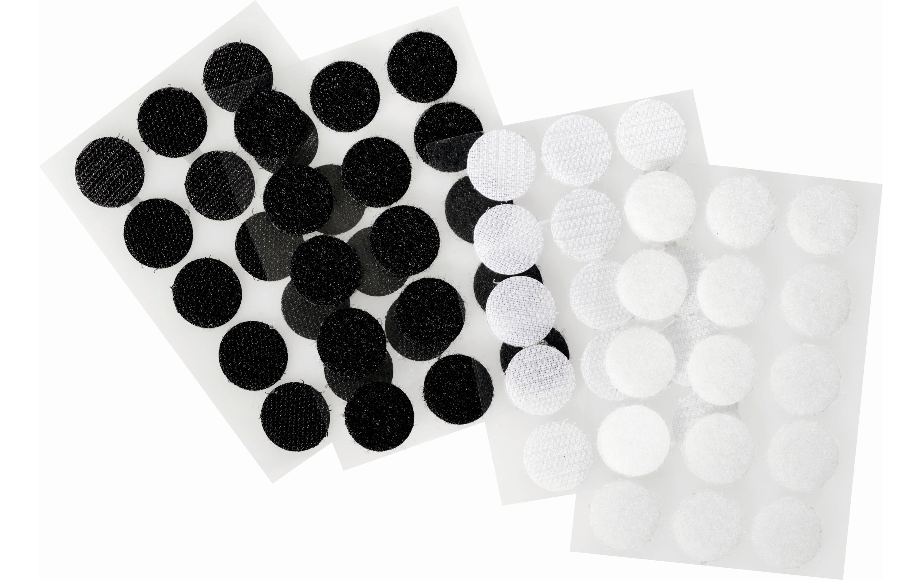 Klettpunkte Selbstklebend, Ø 20 mm Schwarz/WeissSelbstklebende Klettpunkte