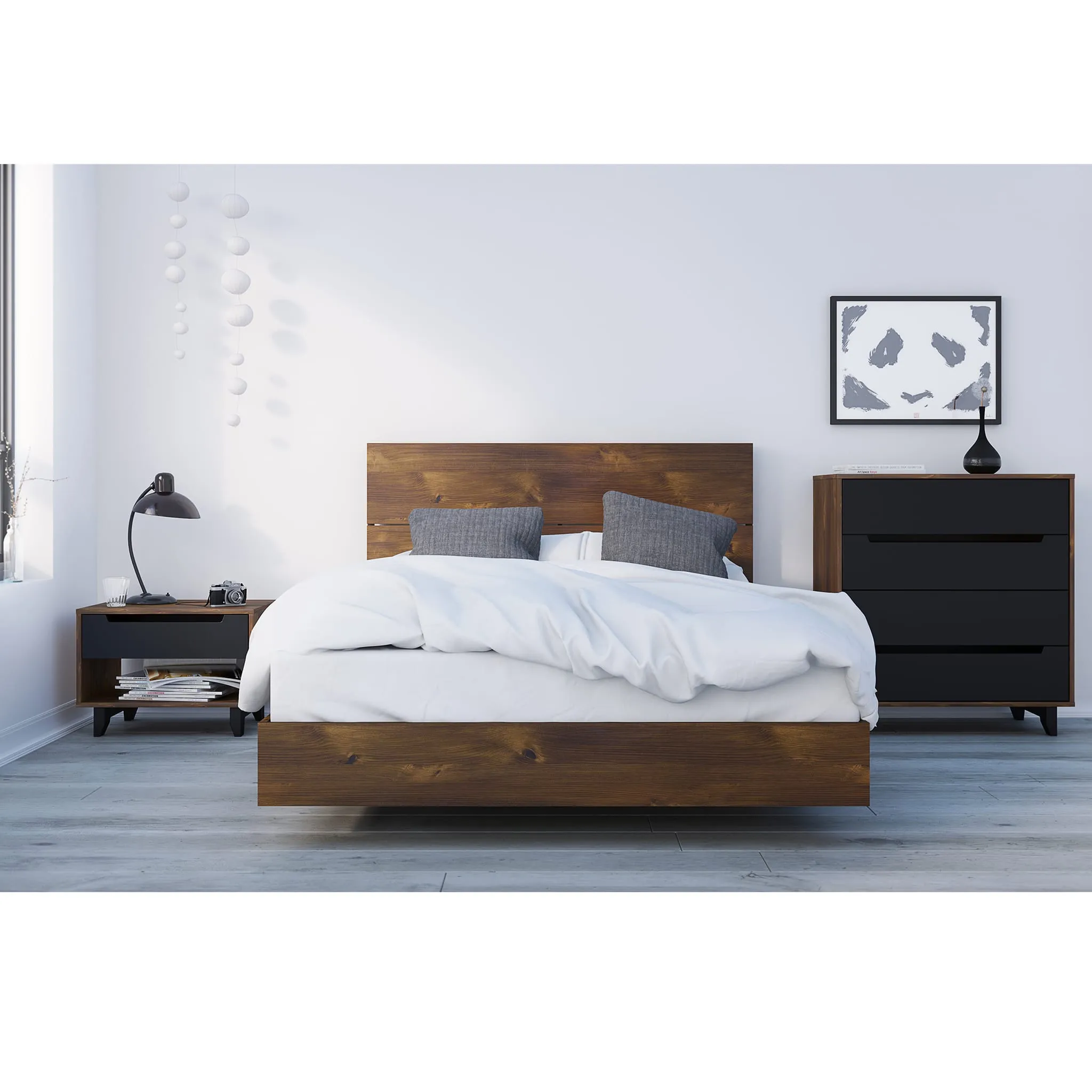 Nexera Bureau 4 Tiroirs Aston - Truffe et Noir