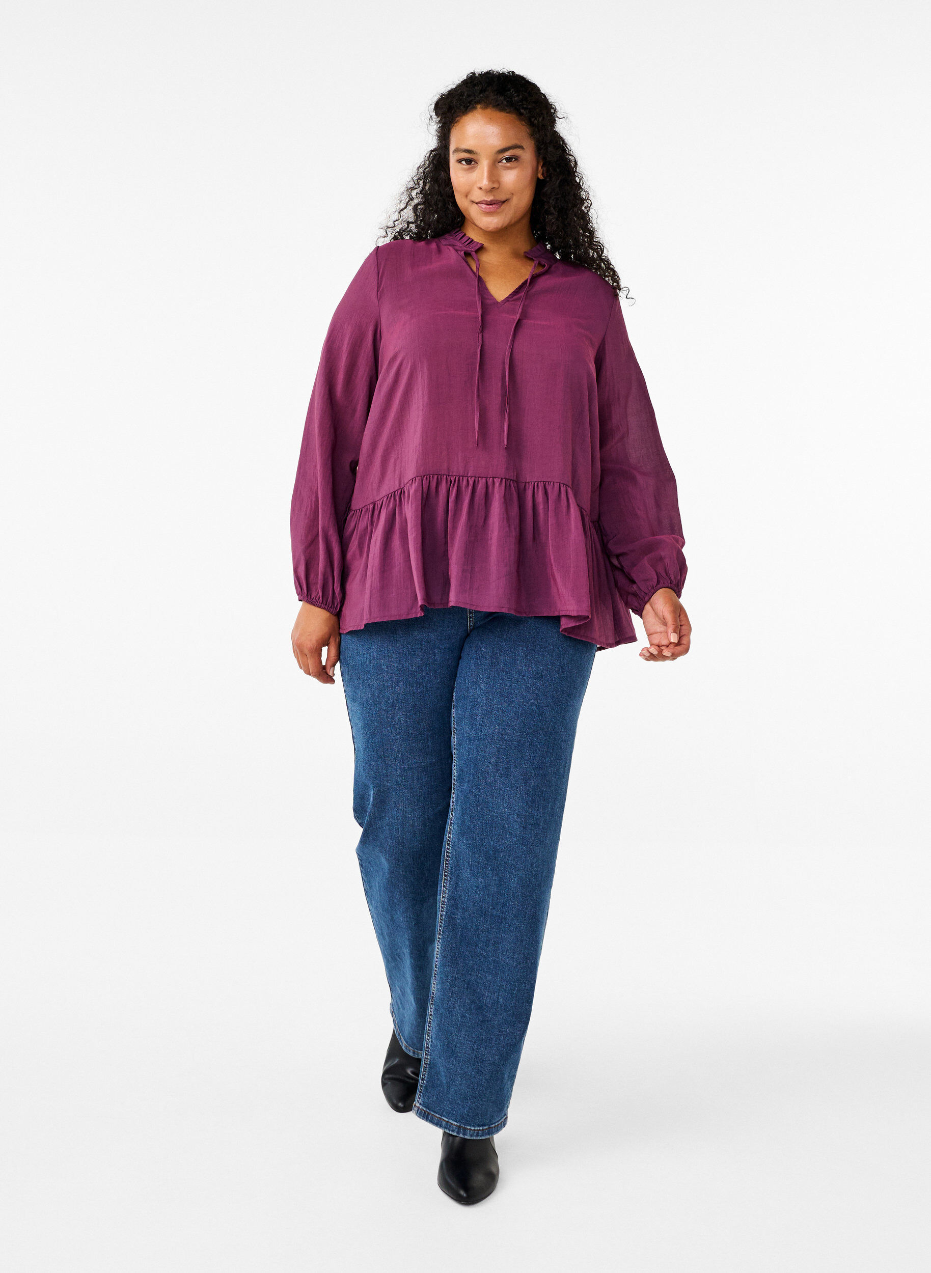 Viskose bluse med peplum