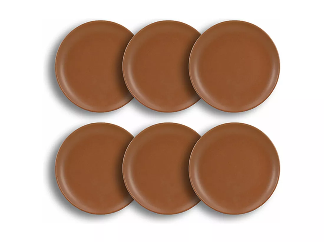 Novastyl - Lot6 Assiettes A Dessert Arita 20.5cm En Gres Marron