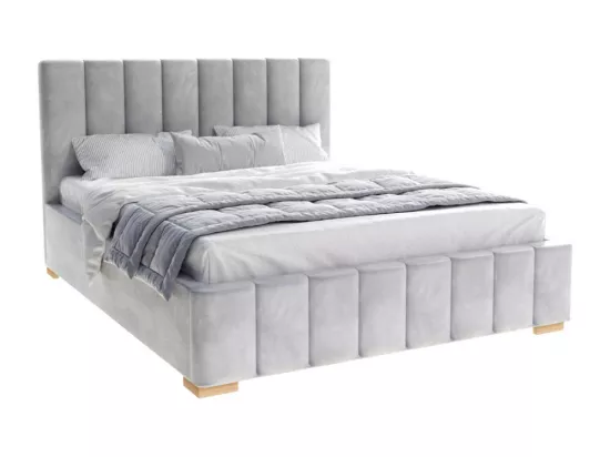 Lit Coffre Anton 160 x 200 cm avec sommier à lattes relevable Gris clair