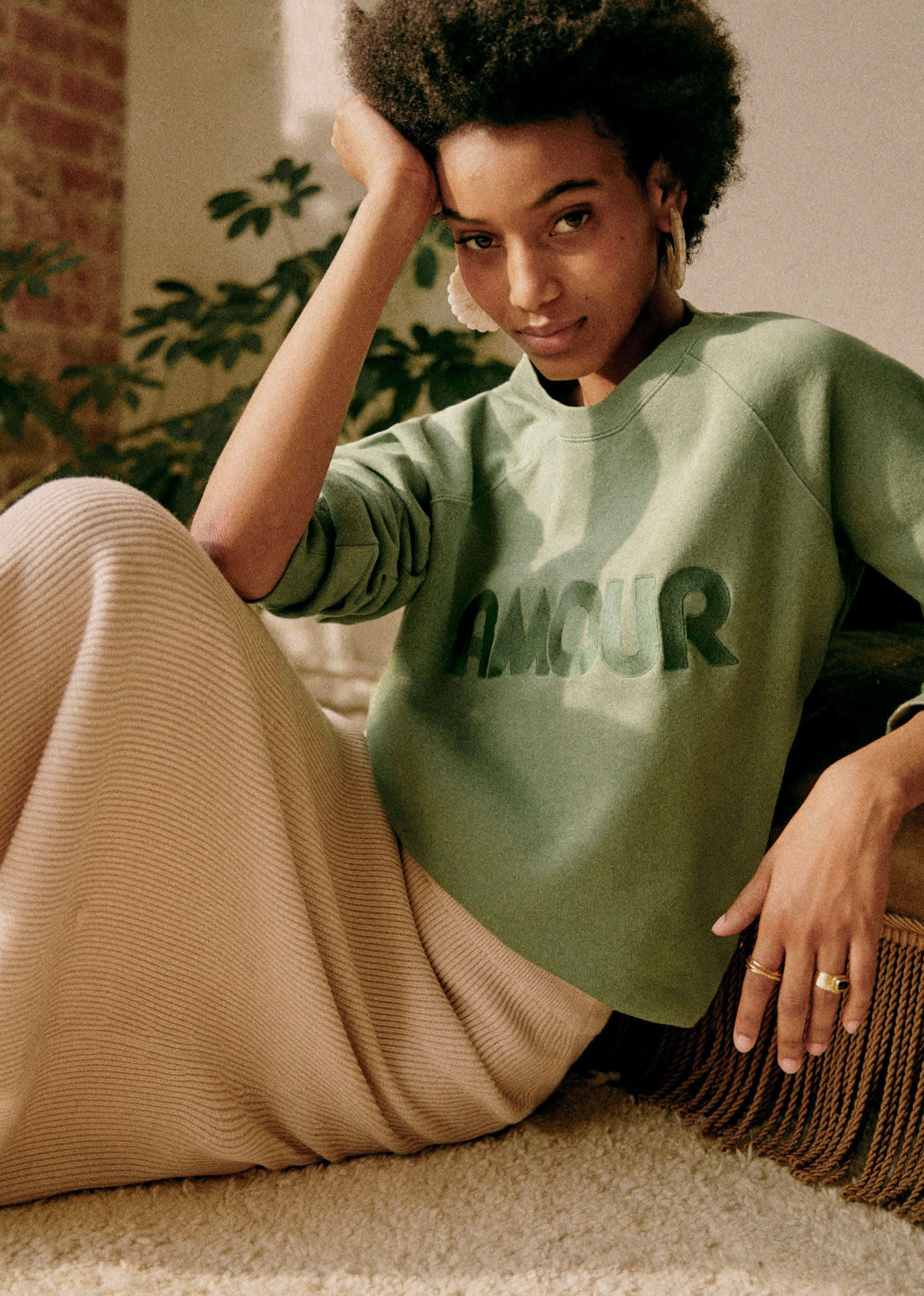 Sweat-shirt Amour - Sauge Clair - E-SHOP/SWEATS & MARINIÈRES Sweats 5905748