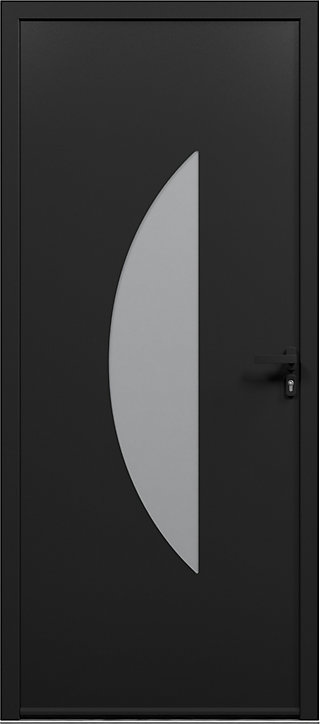 Porte d'entrée alu gris Demi Lune H.215 x l.90 cm poussant gauche