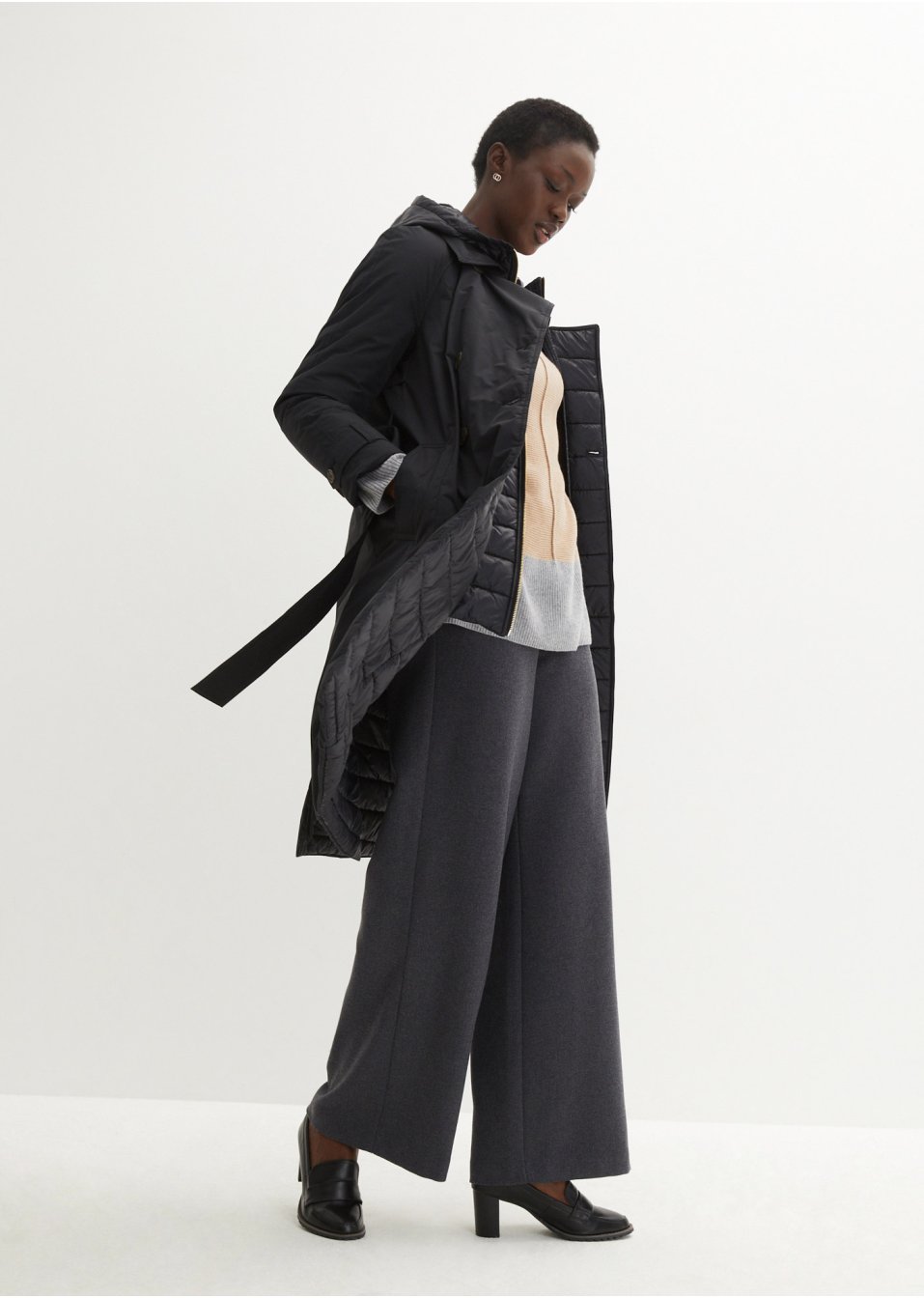 Trench-coat avec empiècement gilet sans manches et rembourrage