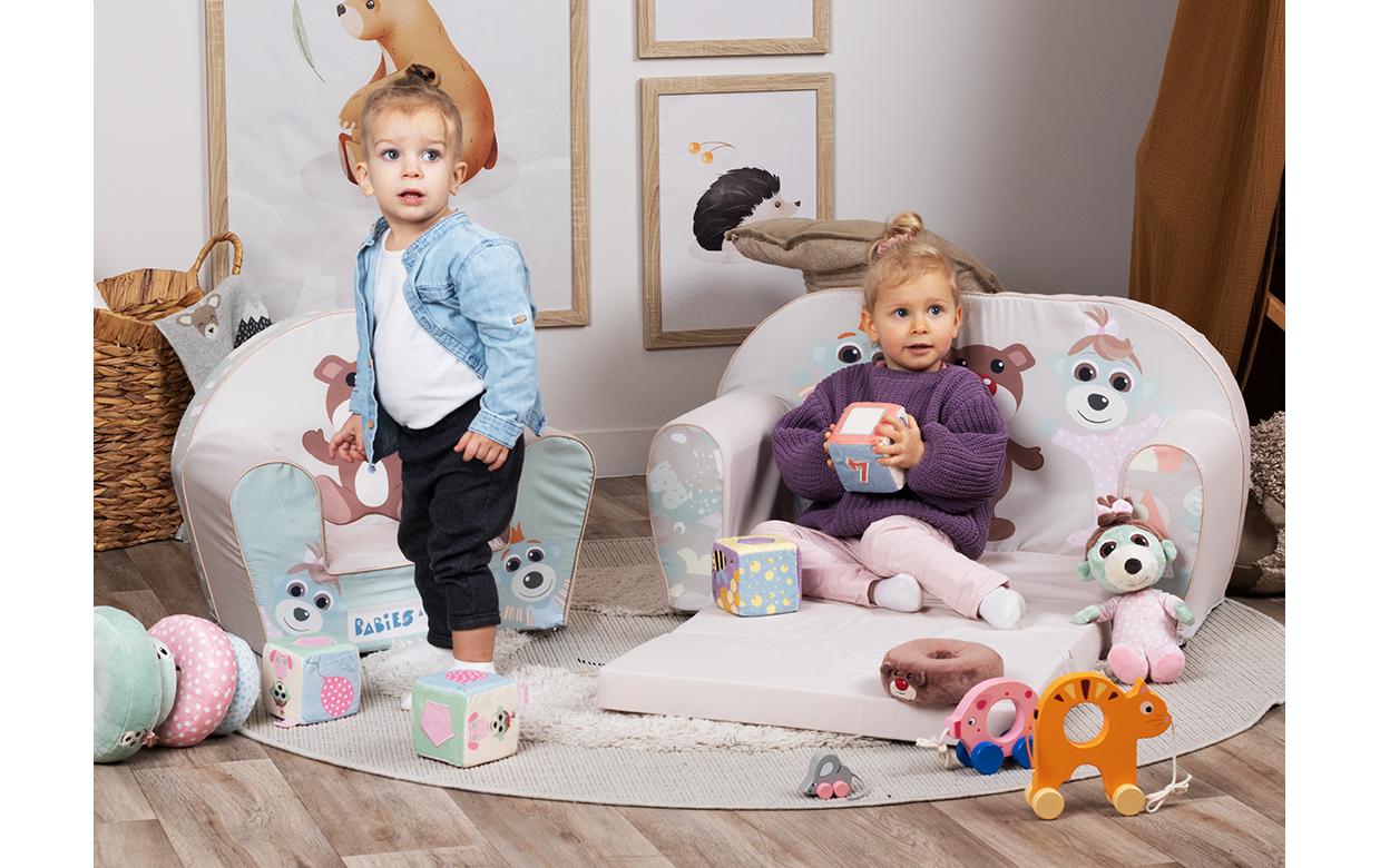 Kindersofa «Babies and the bear»Ausklappbares Kindersofa