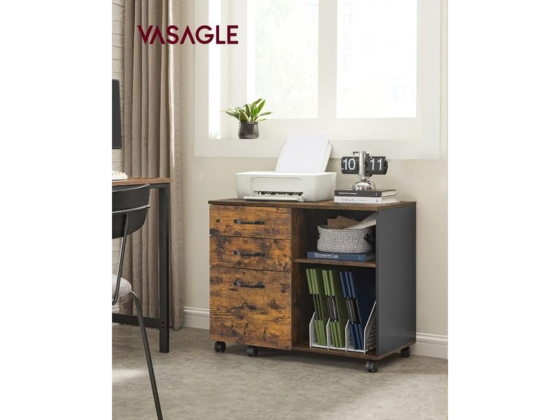 Songmics Aktenschrank mit Rollen 80 x 40 x 66 cm Mobiler Vintage Büroregal