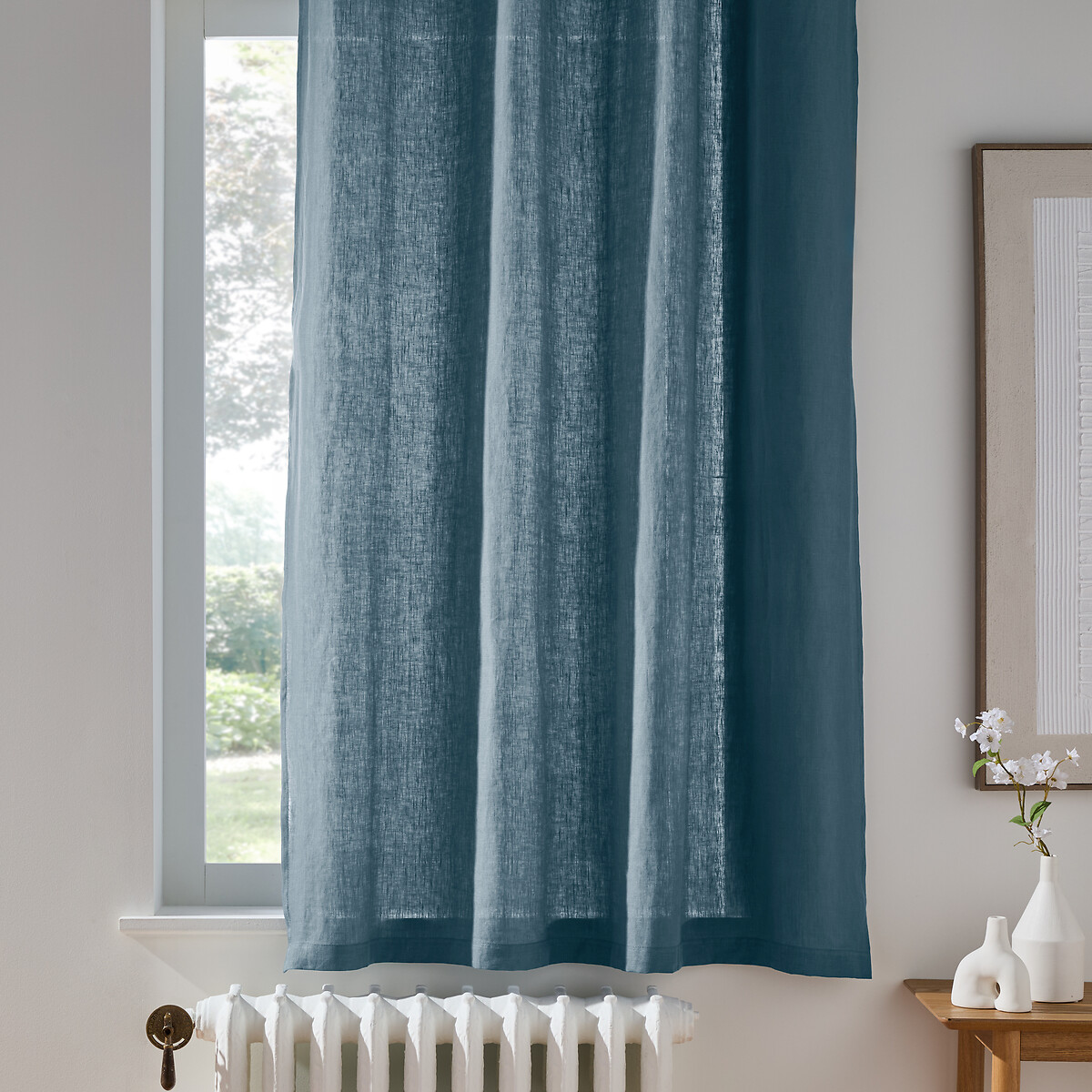 LA REDOUTE INTERIEURS<br>Cortina de linho lavado com ilhós, radiador, Onega