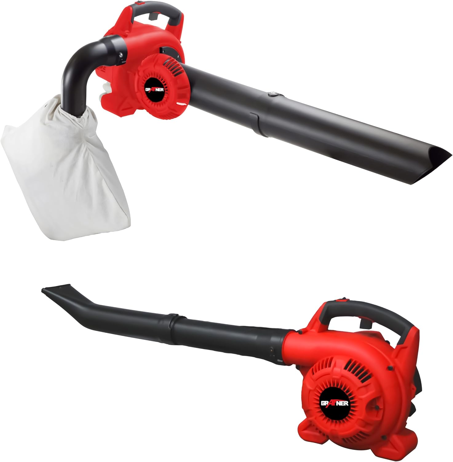 Grafner Benzin Laubsauger 3in1, 2-Takt, Laubbläser Laubsauger & Häcksler, incl. 35 Liter Fangsack, 2 Rohre, Schultergurt & Anti-Vibrationsgriff, Blasgeschwindigkeit: 71 m/s, 90% Laubreduktion