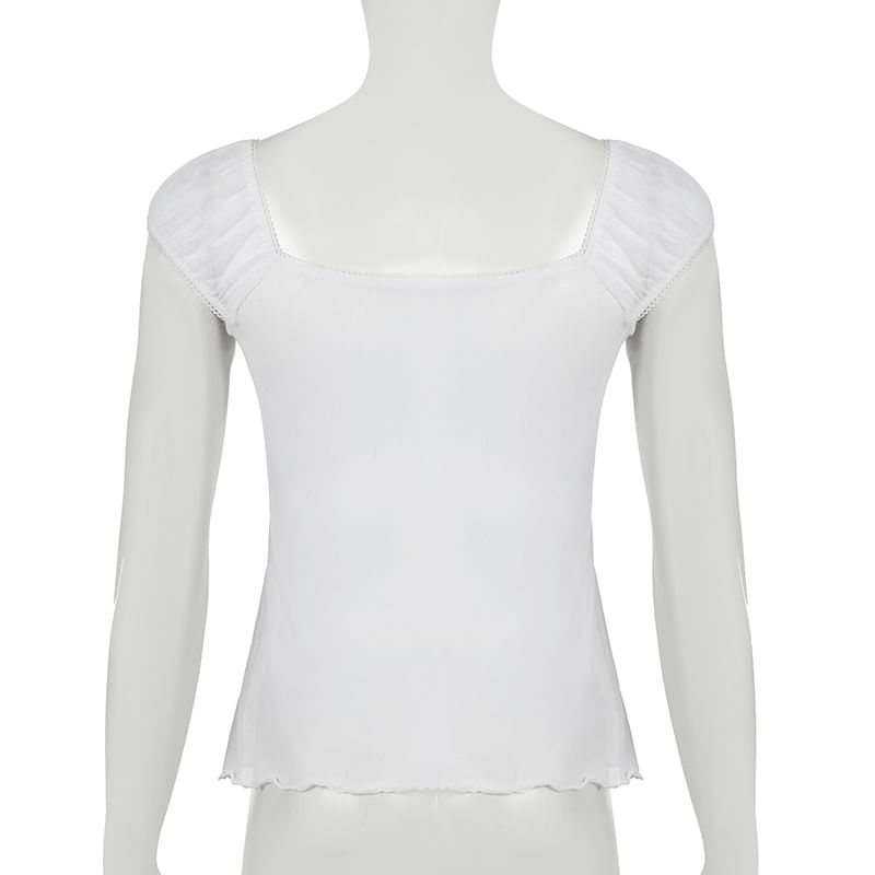 Trisica - Mouwloze top met vierkante hals en strik