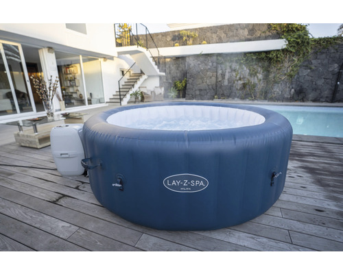 Bestway® LAY-Z-SPA® WiFi Milan AirJet Plus™ opblaasbare hottub met 140 luchtjets, geïntegreerd verwarmingssysteem, multifunctionele pomp en app-bediening, blauw