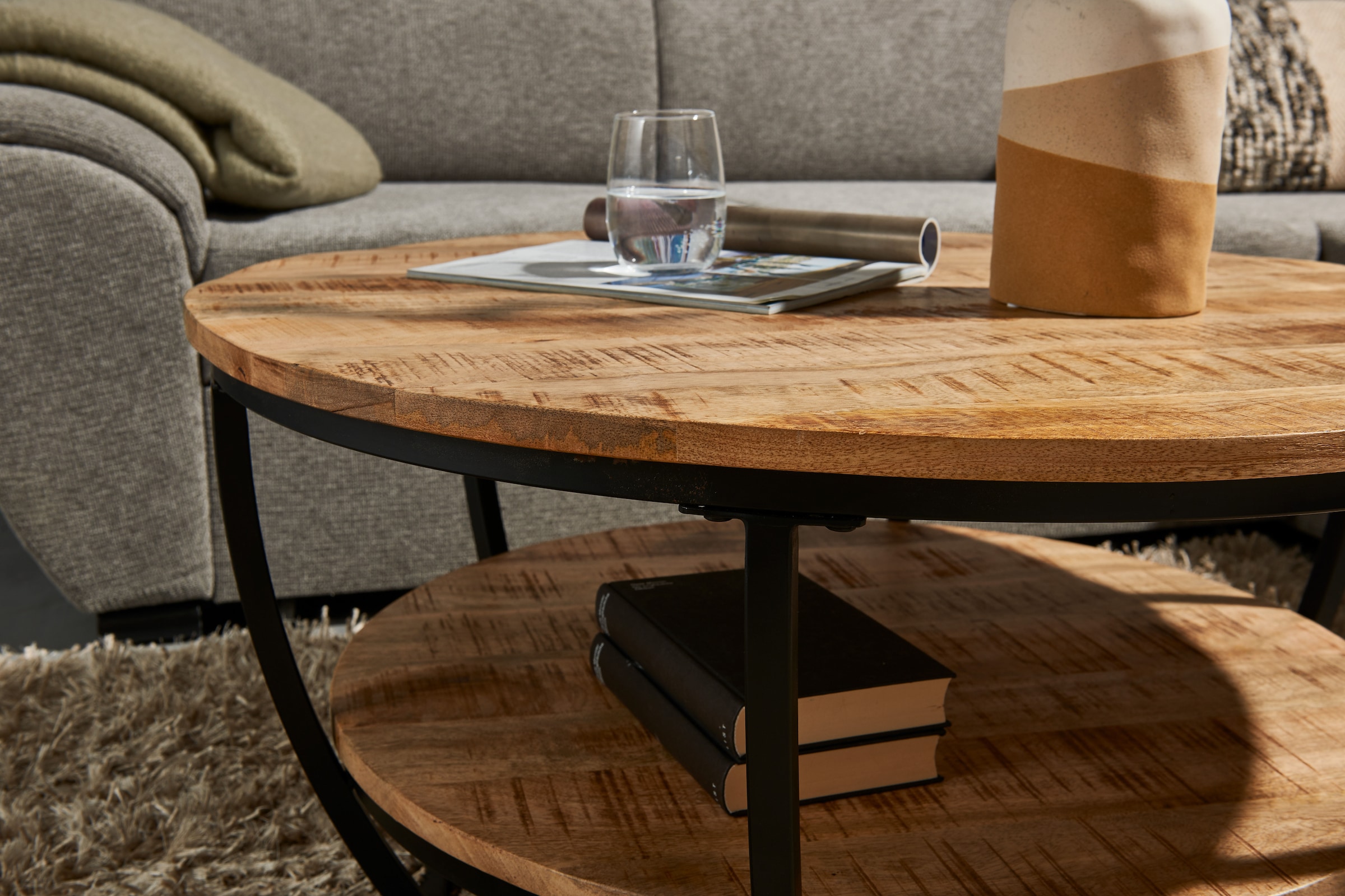 Stolkom Couchtisch »Jambi, TOPSELLER!« Couchtisch, OTTOs Choice,  rund Massivholz mit Ablage