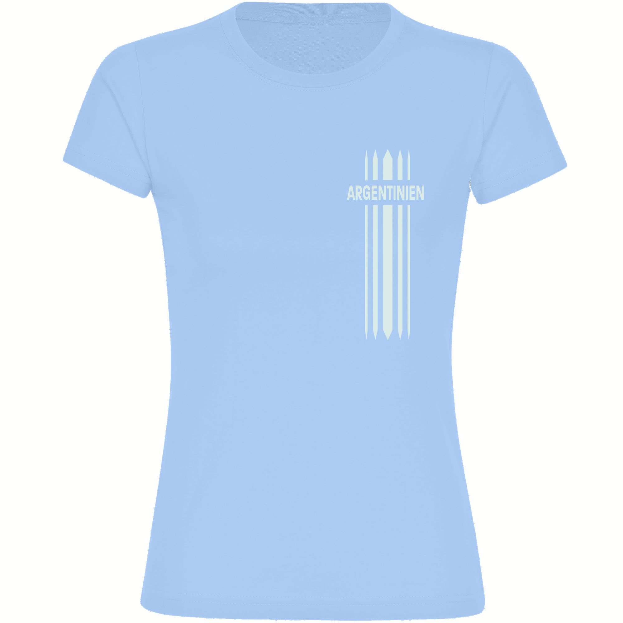multifanshop® Damen T-Shirt - Argentinien - Streifen - Druck weiß