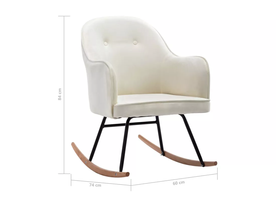 Chaise à bascule Blanc crème Velours