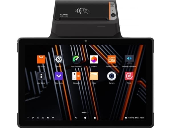 SUNMI V3 Mix, GMS, SS1104, 25,7 cm (10,1''), GPS, skanner (2D), BT (BLE), WLAN, 4G, Android, svart nettbrett, NFC, 25,7 cm (10,1''), berøringsskjerm,
