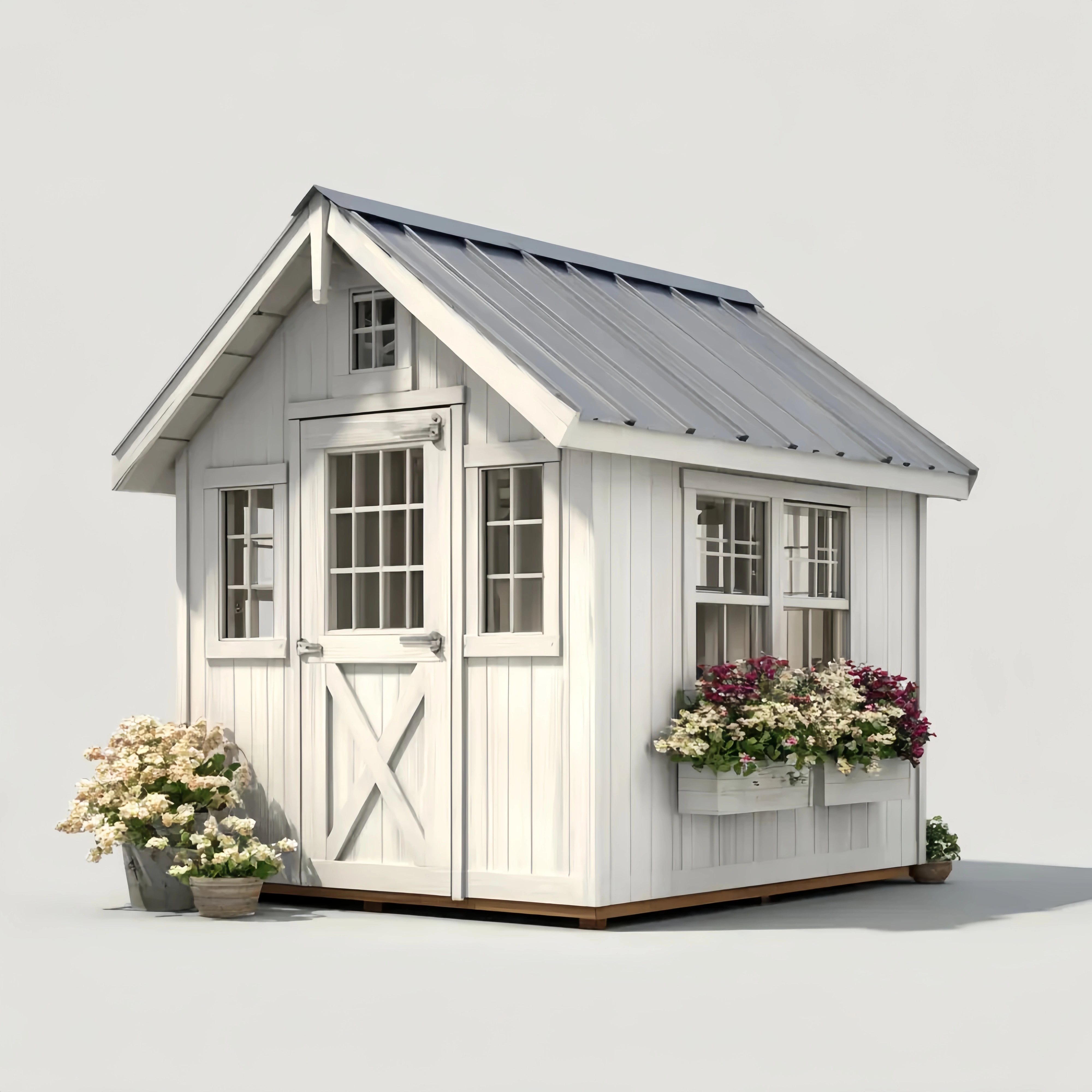 Gartenschuppen Holz 300x250x350 cm - Weiß - Traditionelles Design