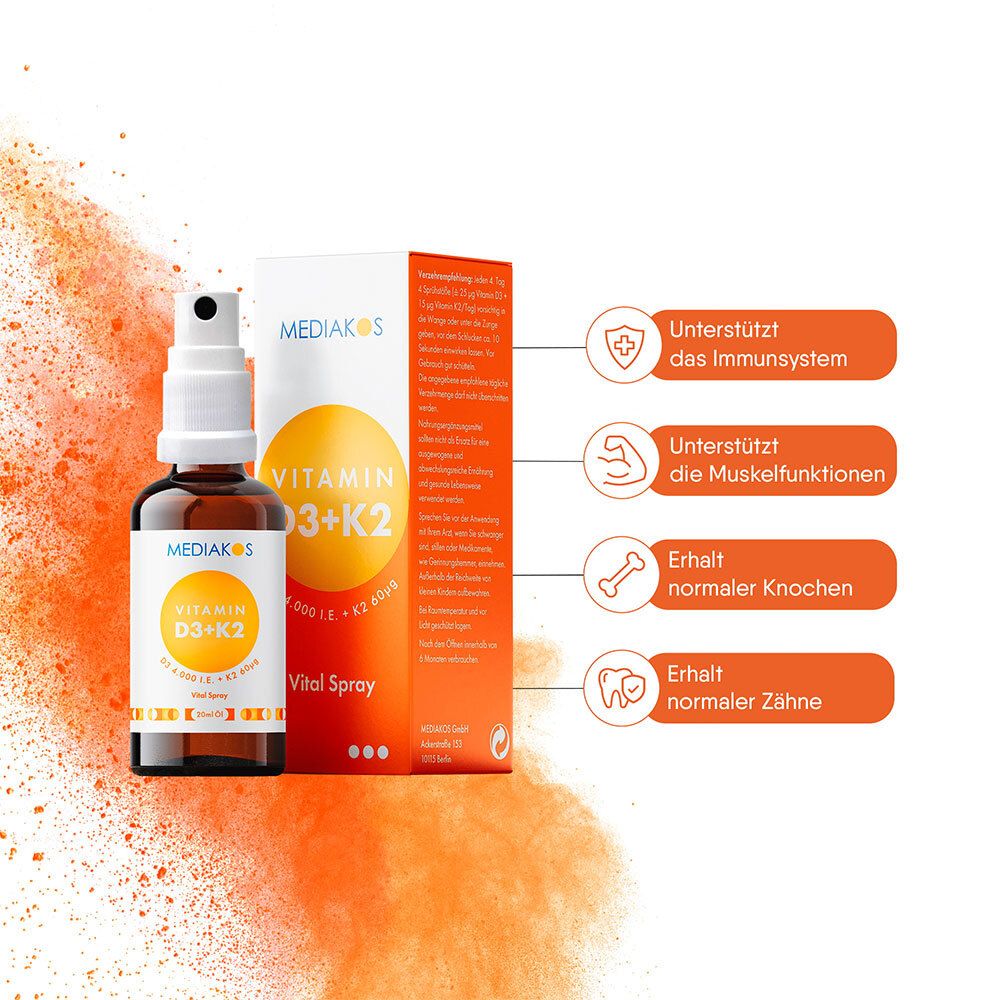 MEDIAKOS Vitamin D3 + K2 I.E. 60 µg Vital Spray