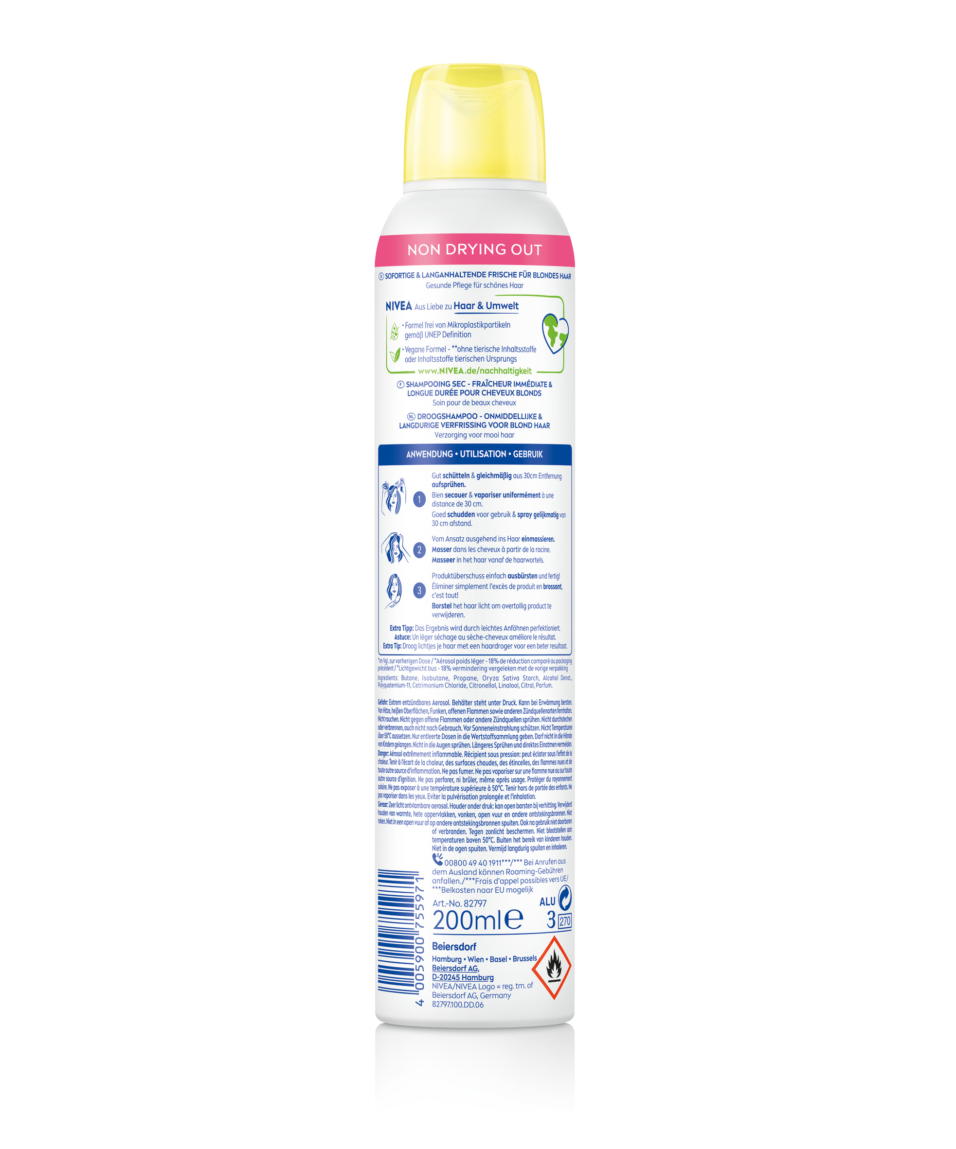 Nivea Trockenshampoo<br>200 ml, Aerosol Spray, Aerosol, Fresh & Mild helle Haartöne