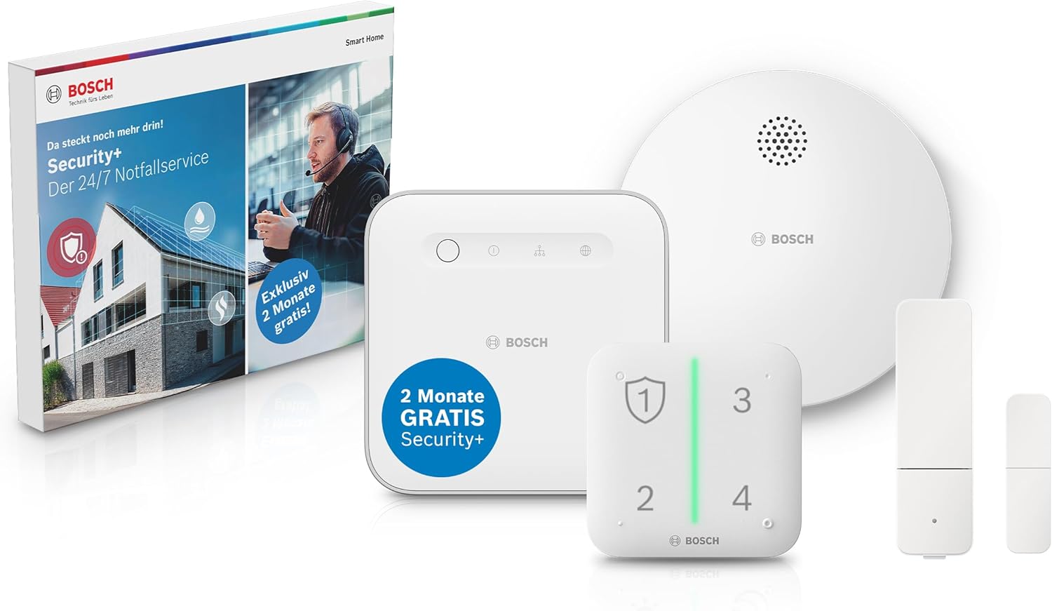 Bosch Smart Home Alarmsystem S, Starter-Set inklusive Gutscheincode für 2 Monate Security+ Notfallservice gratis