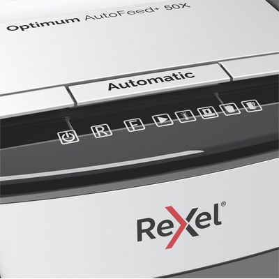 Rexel Optimum Auto+ 50X - destructeur de documents coupe croisée - 50 feuilles - Corbeille 20 litres