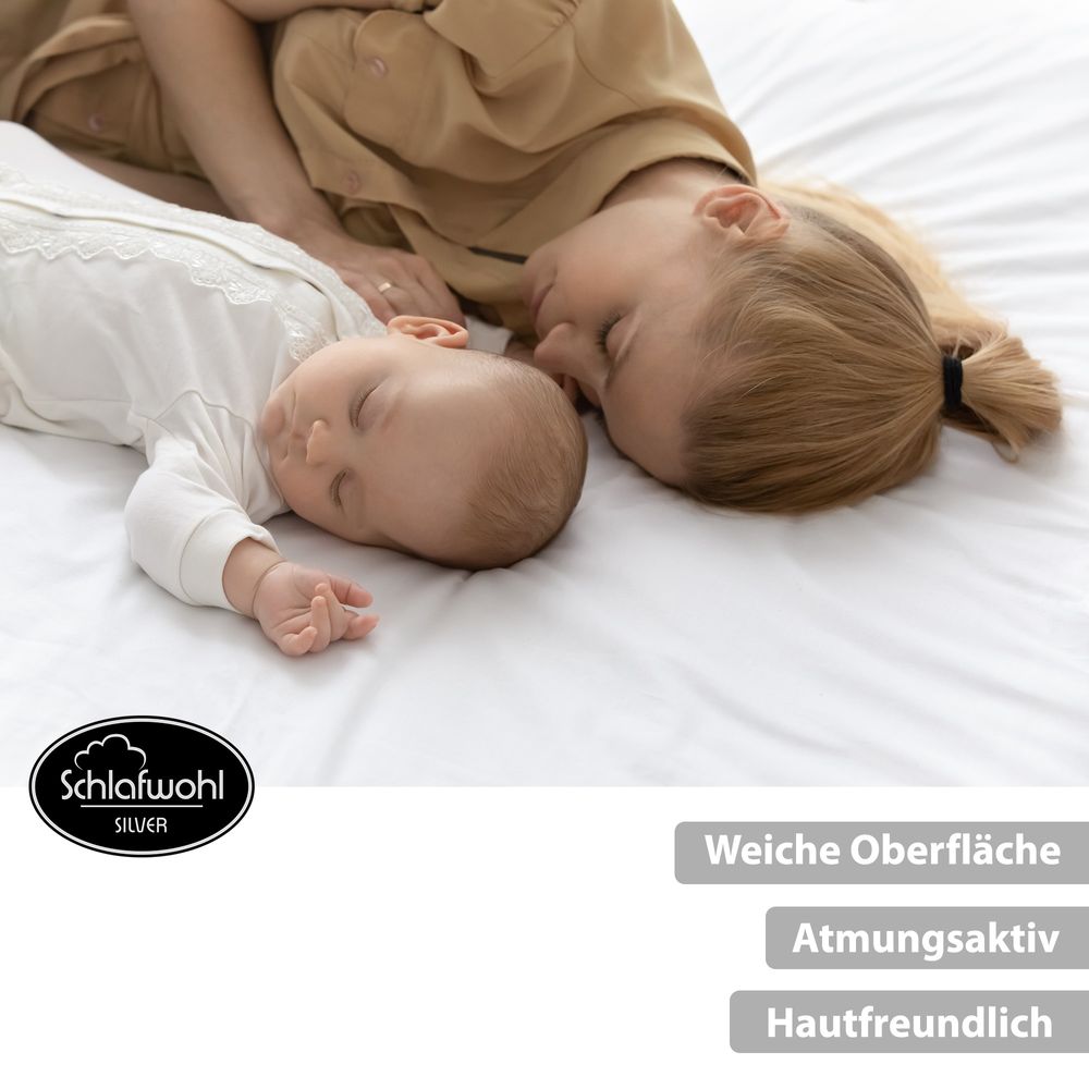 SCHLAFWOHL SILVER® Matratzenschutz-Auflage • Molton Matratzen Unterlage • Matratzenschoner • Inkontinenz Auflage • Topper • Schoner • wasserdicht 90x200 cm • weiß