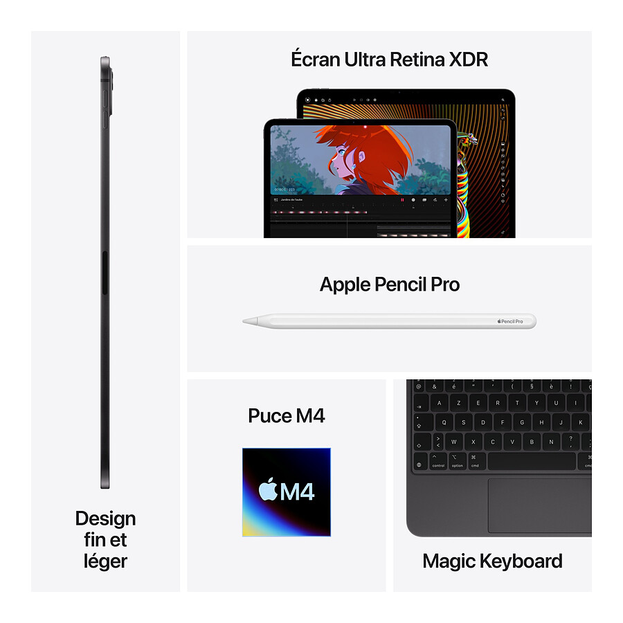 Apple iPad Pro M4 2024 11 pouces Wi-Fi - 256 Go - Noir sidéral