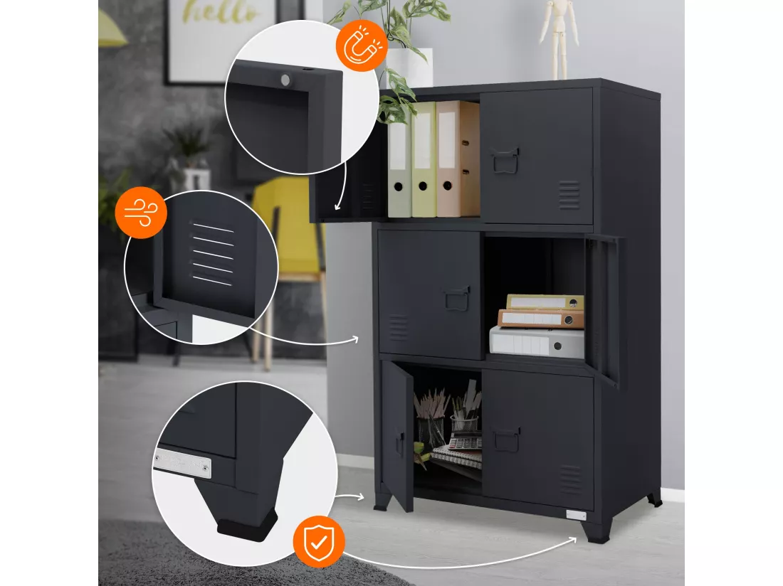 Armoire de bureau Armoire métallique avec étagères 75x40x120 cm