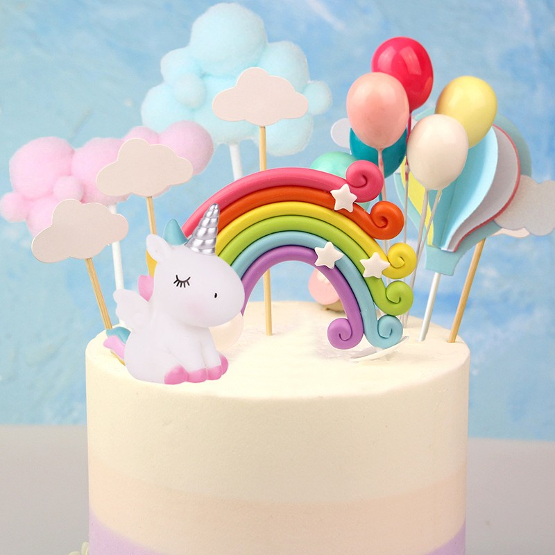 Kuchenstecker Einhorn Kinder Tortenstecker Topper Dekoration für Torten / Kuchen - Weiss