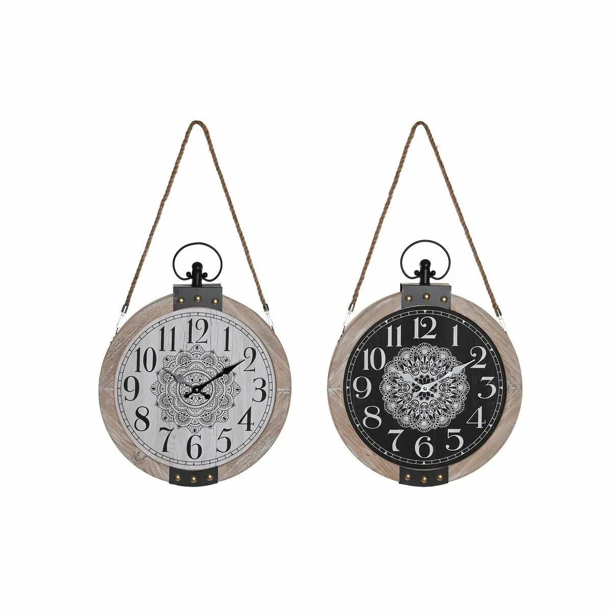 DKD Home Decor Horloge de Table Mandala (2 Unités)