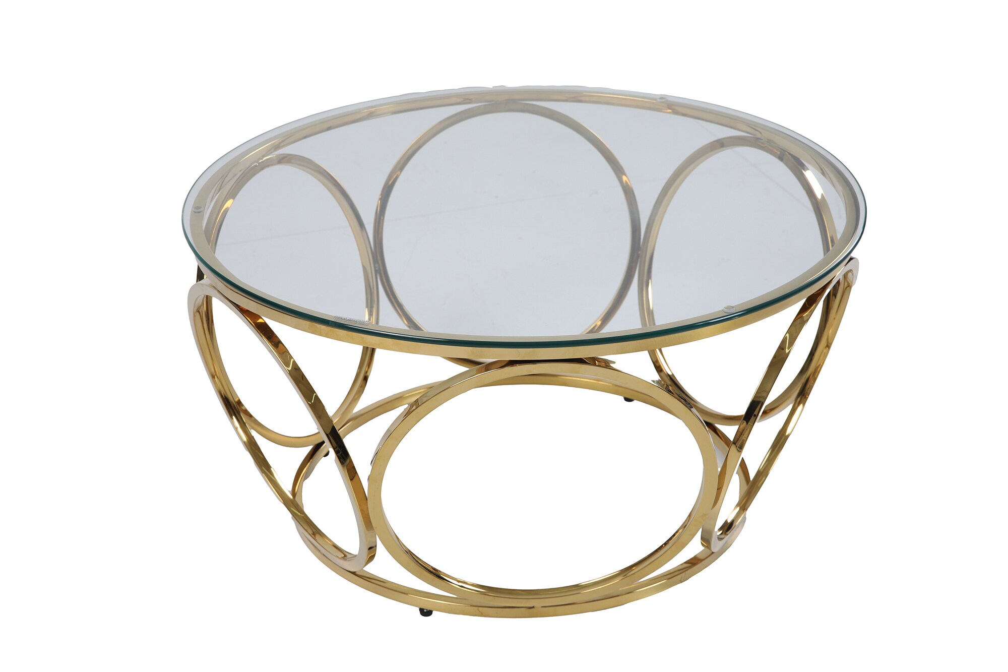 Couchtisch Ø 80 cm gold Glastisch Beistelltisch Sofatisch Wohnzimmertisch
