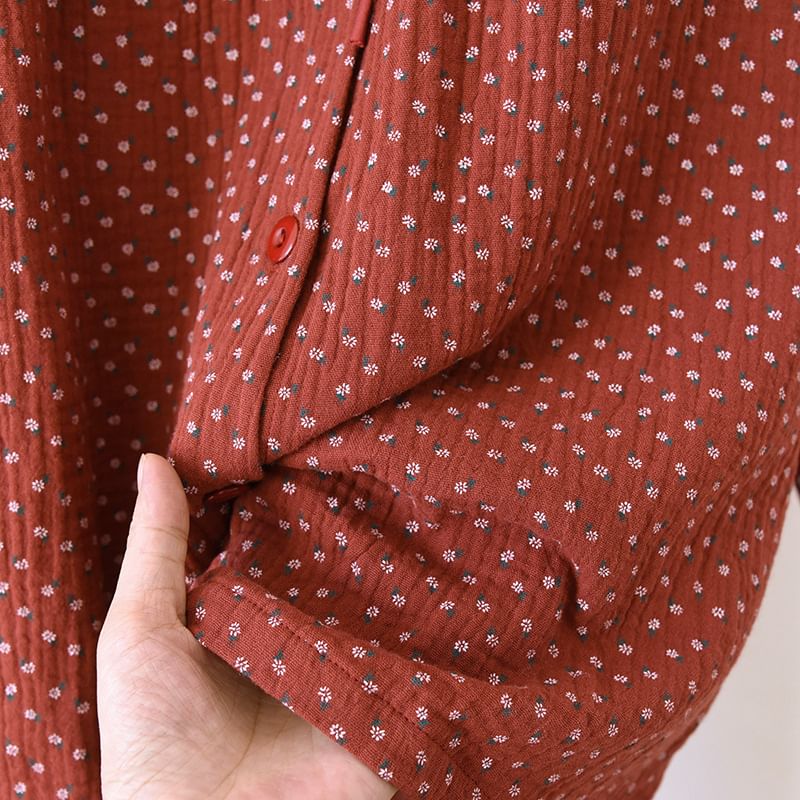 Somnus - Pyjamaset: Top met lange mouwen en bloemenprint + broek