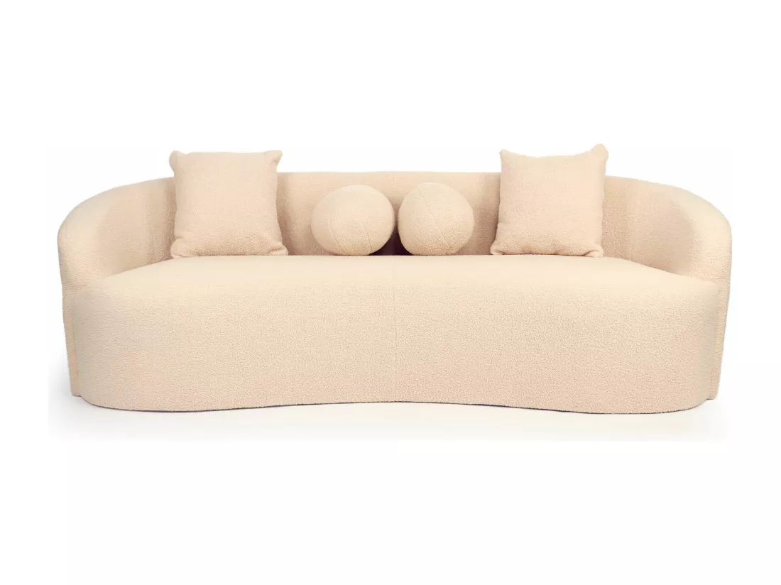 Canapé 4 places au design élégant et incurvé Alex XL Tissu bouclette Beige