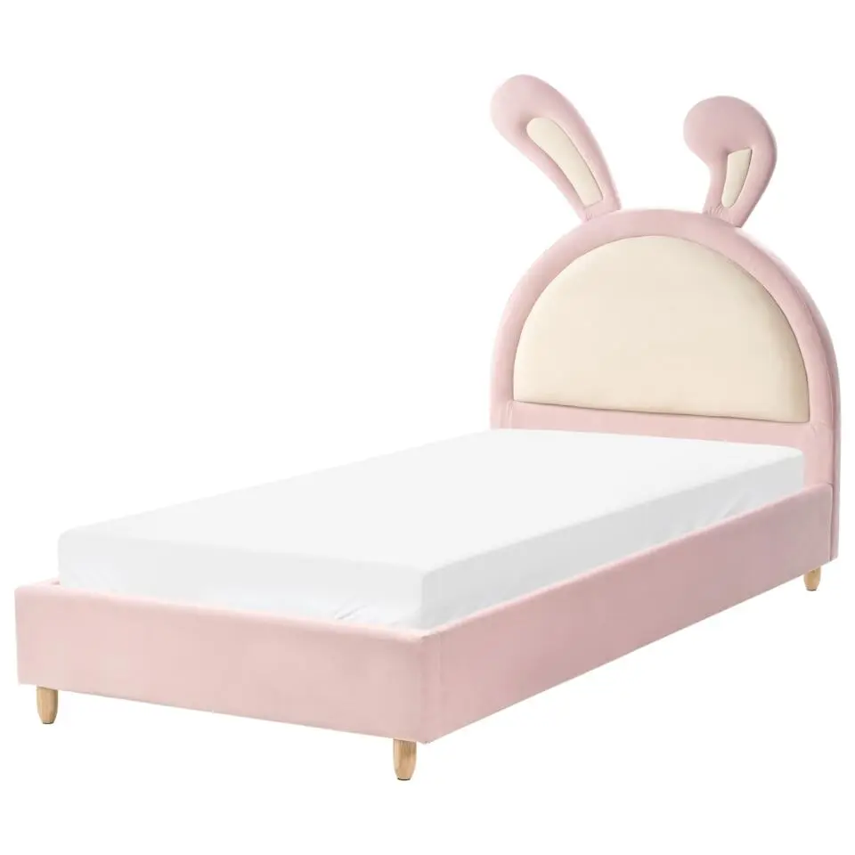 LALLIAS - Eenpersoonsbed - Roze - 90 x 200 cm - Fluweel