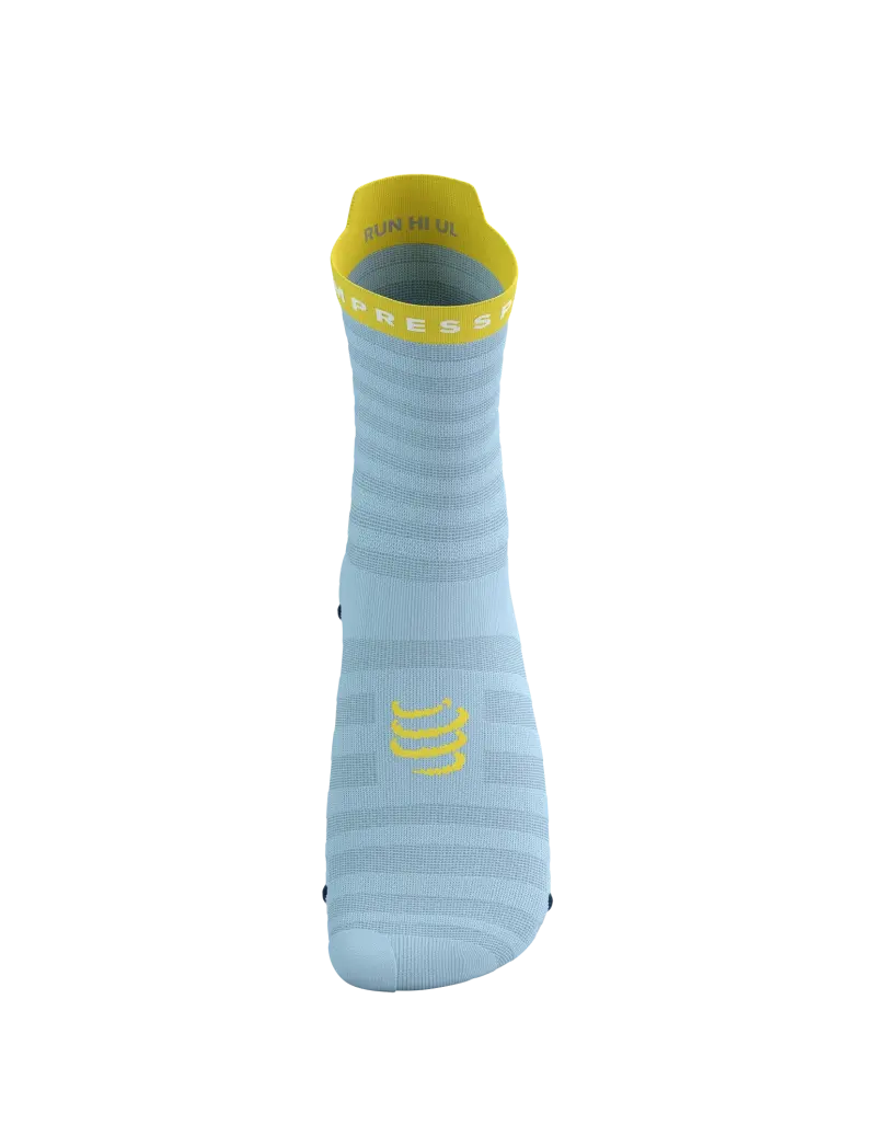 Compressport Pro Racing v4.0 Ultralight Run High Compressiesokken Blauw/Geel