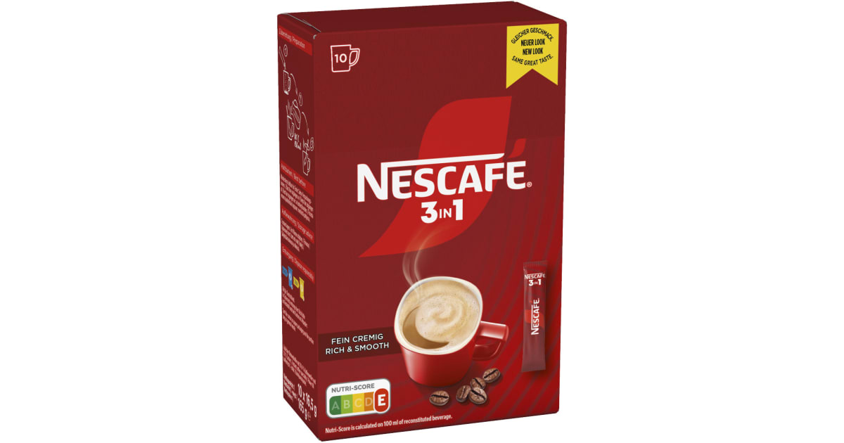 NESCAFE 3 in 1 Löskaffee 10 Sticks x 16,5 gr (Einweg)
