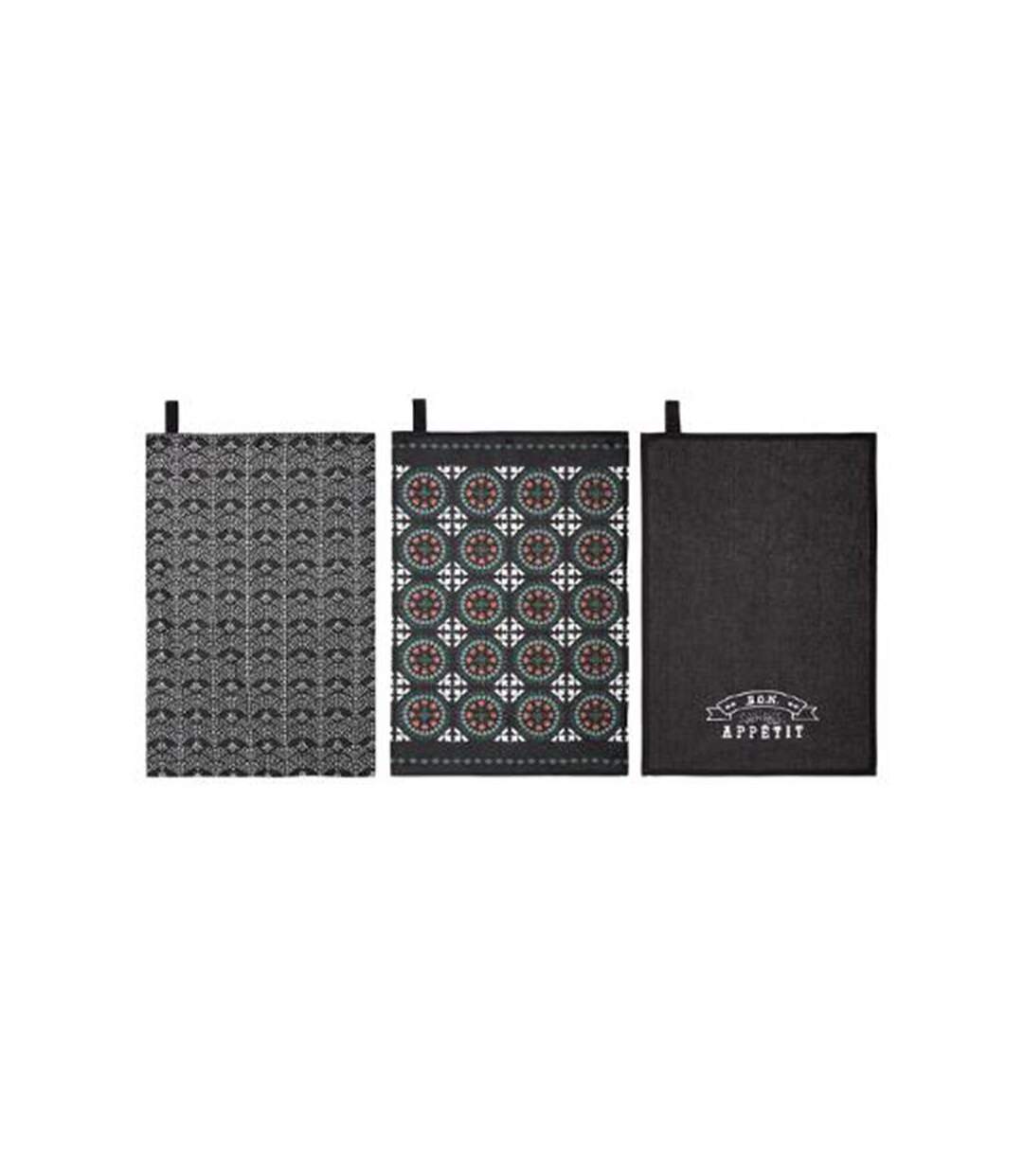 Lot de 3 Torchons Déco House 45x70cm Gris